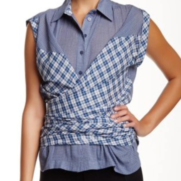 L.A.M.B. Womens 8 Gingham Button Down Wrap Shirt - Picture 7 of 8